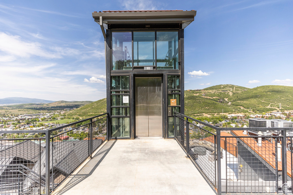 Balcony with a mountain view