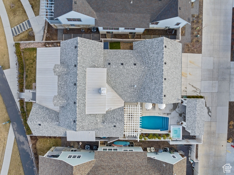 Aerial view of a pool area