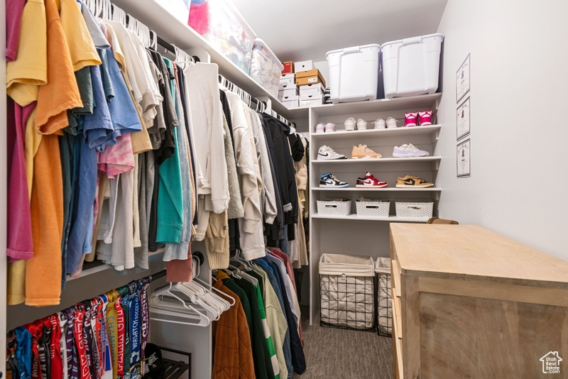 Walk in closet featuring carpet