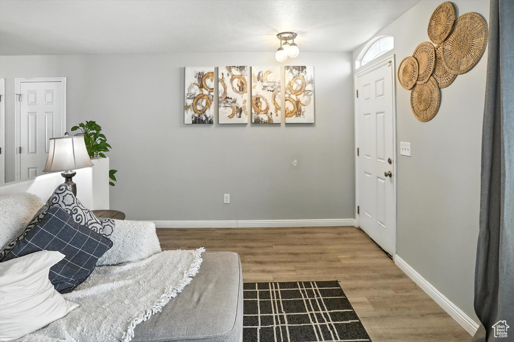 Entryway with wood finished floors