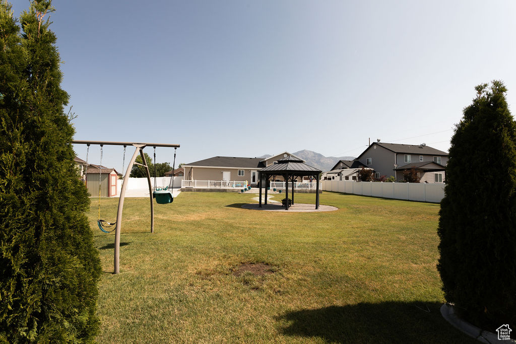 View of yard with a gazebo