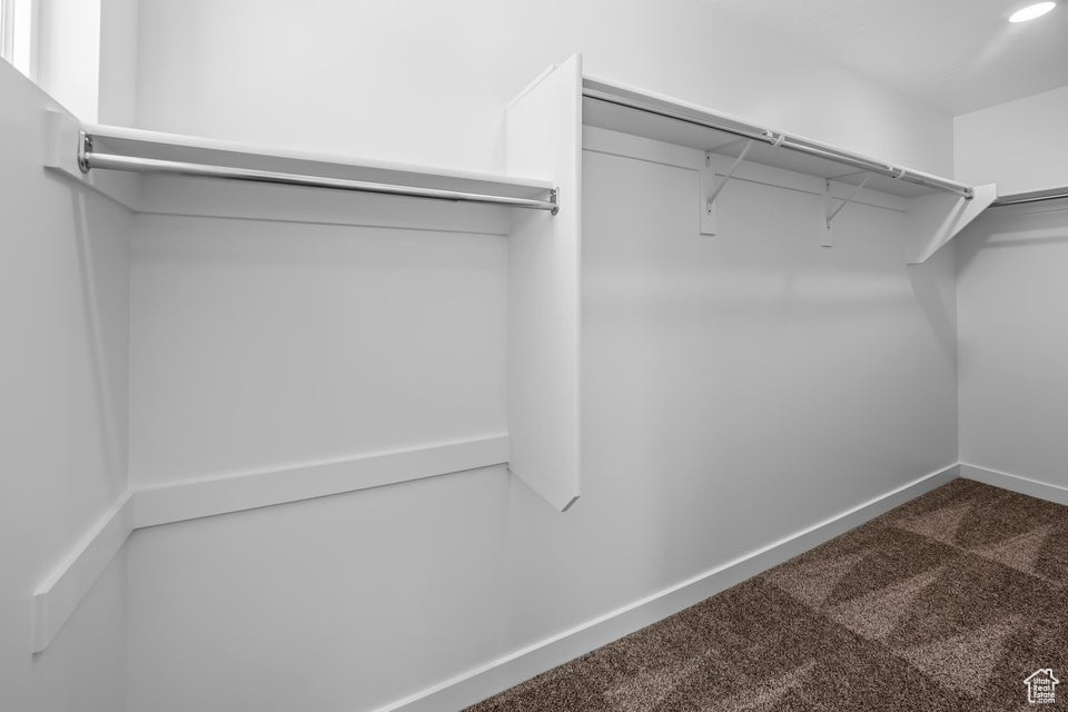 Walk in closet featuring carpet flooring