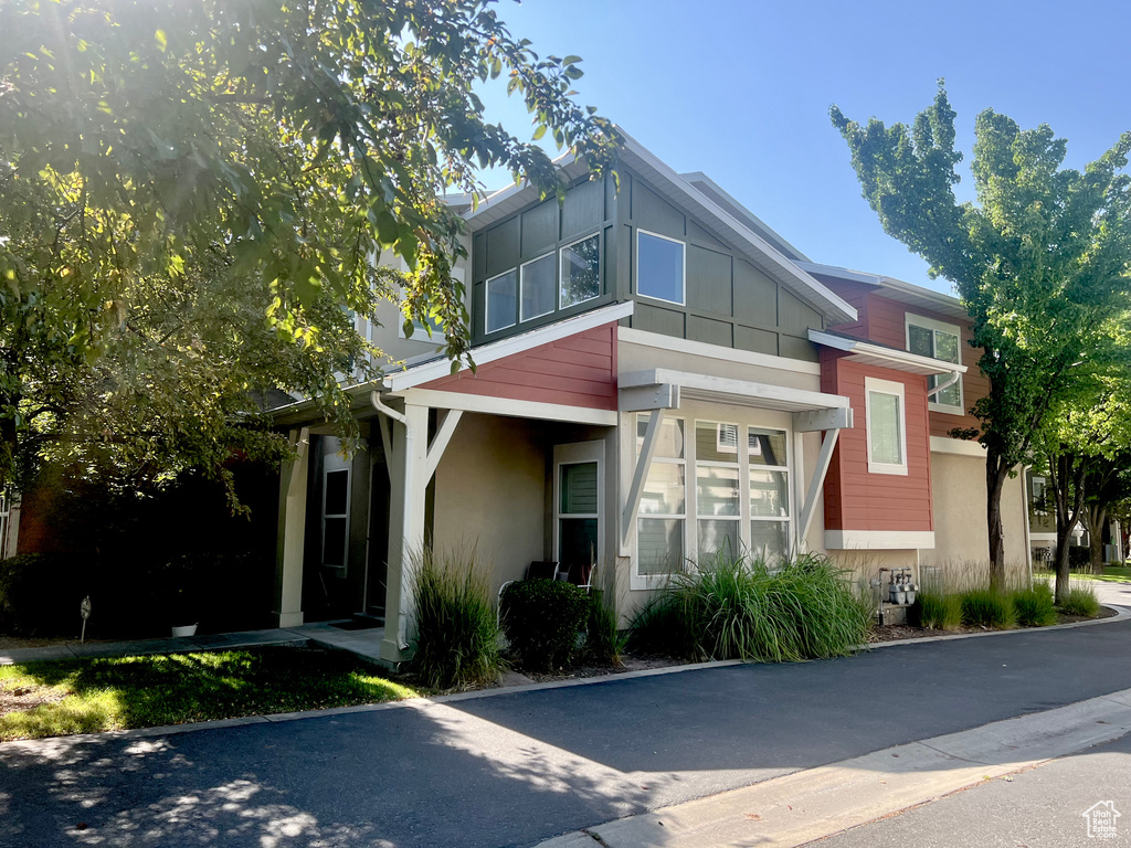View of front of home with stucco siding