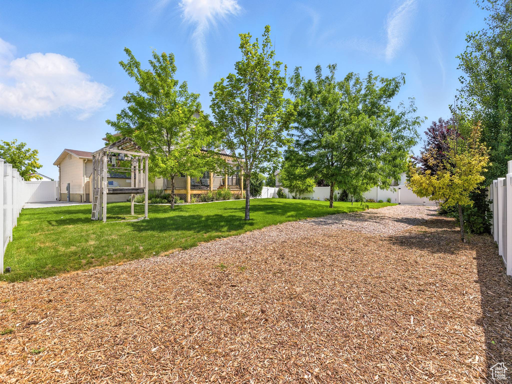 View of fenced backyard