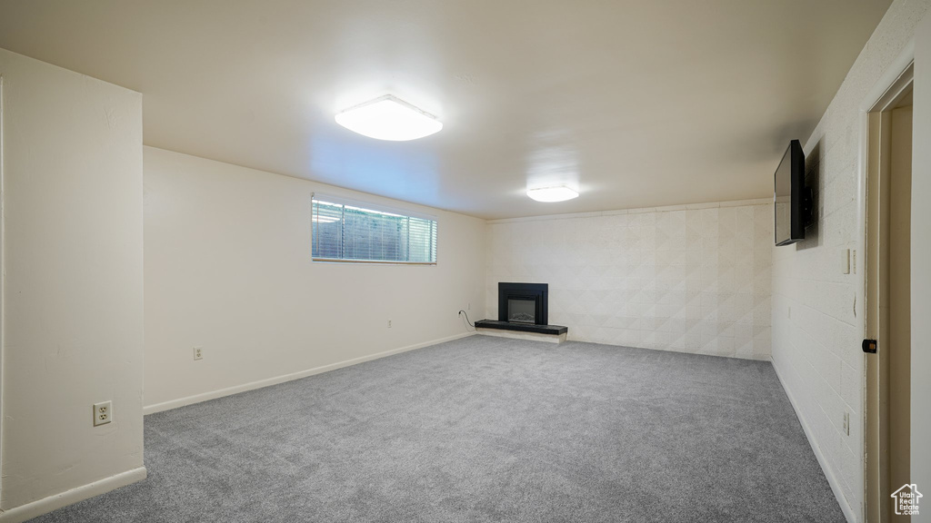 Below grade area featuring carpet floors