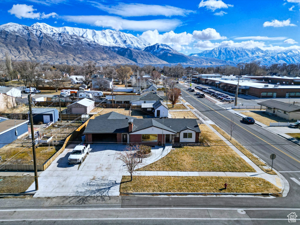 Aerial view of a mountainous background