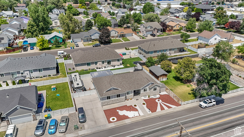 Aerial view of residential area