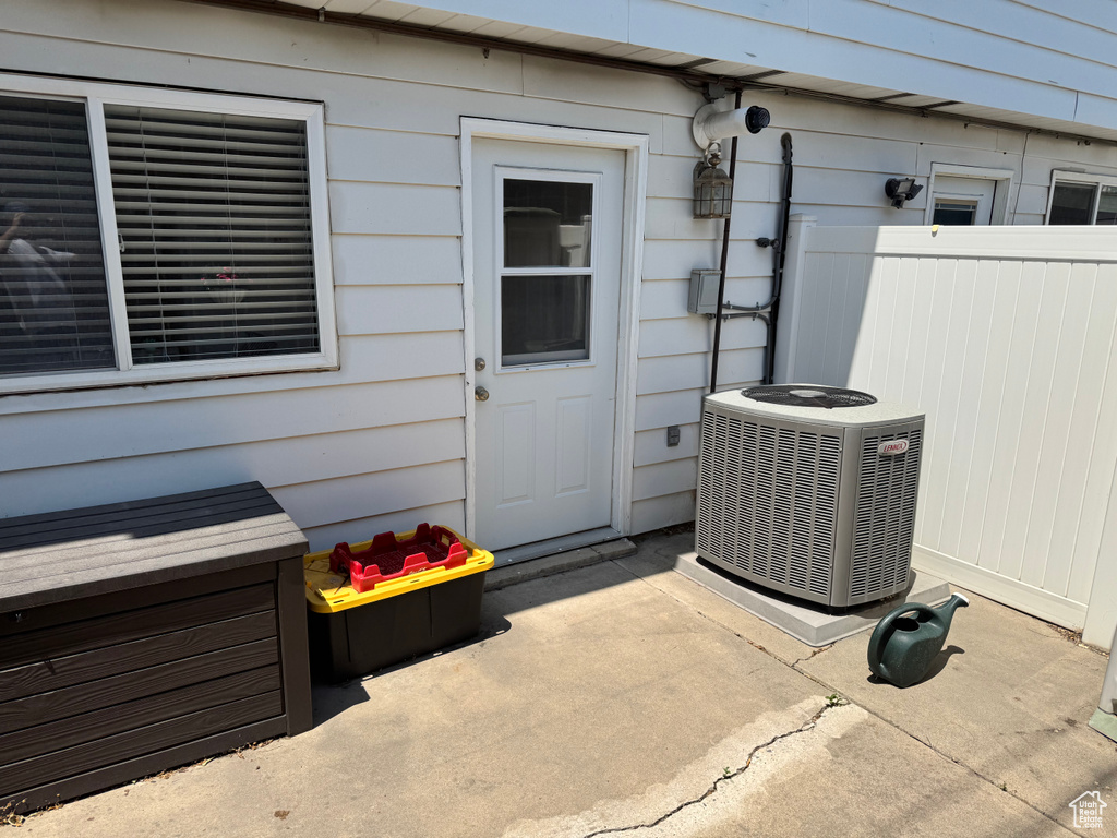 Property entrance featuring a patio