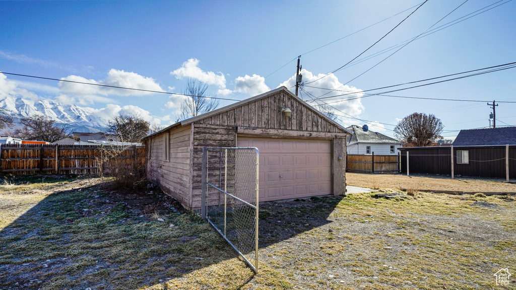 View of detached garage