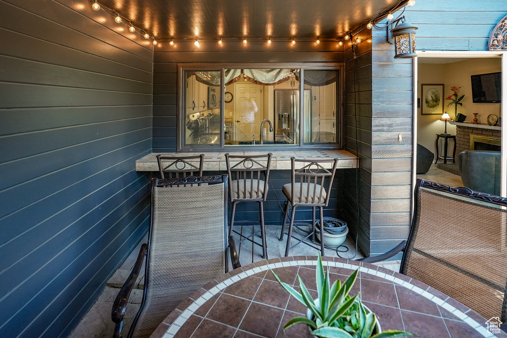 Balcony featuring a sink