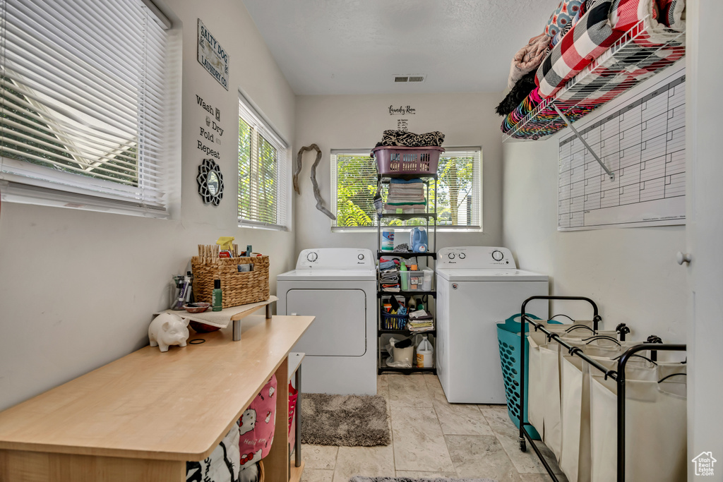 Washroom with washer and dryer