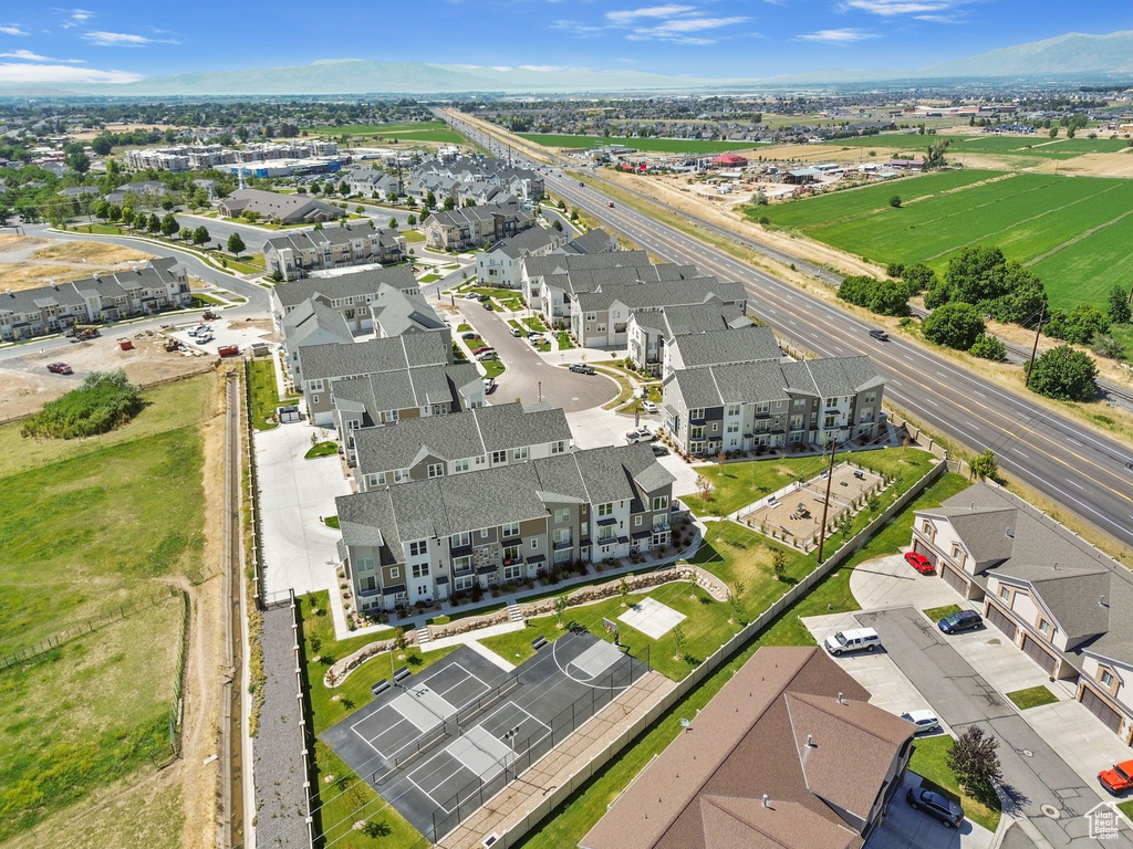 Aerial perspective of suburban area