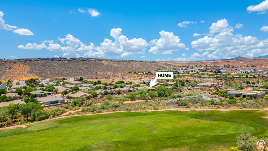 Mountain view featuring nearby suburban area and a local golf course