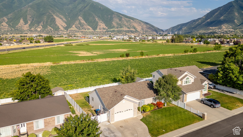 View of mountain background with nearby suburban area