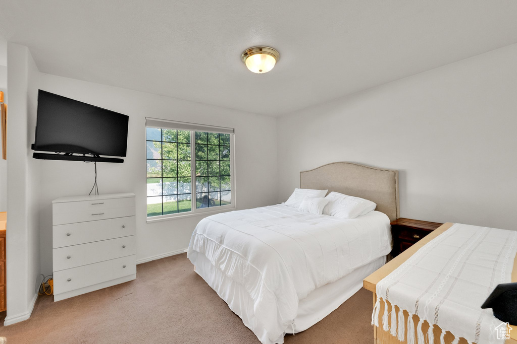 Bedroom with carpet and baseboards