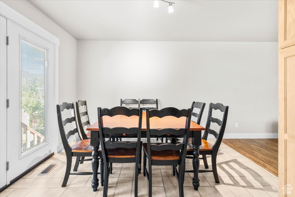 Dining area with baseboards