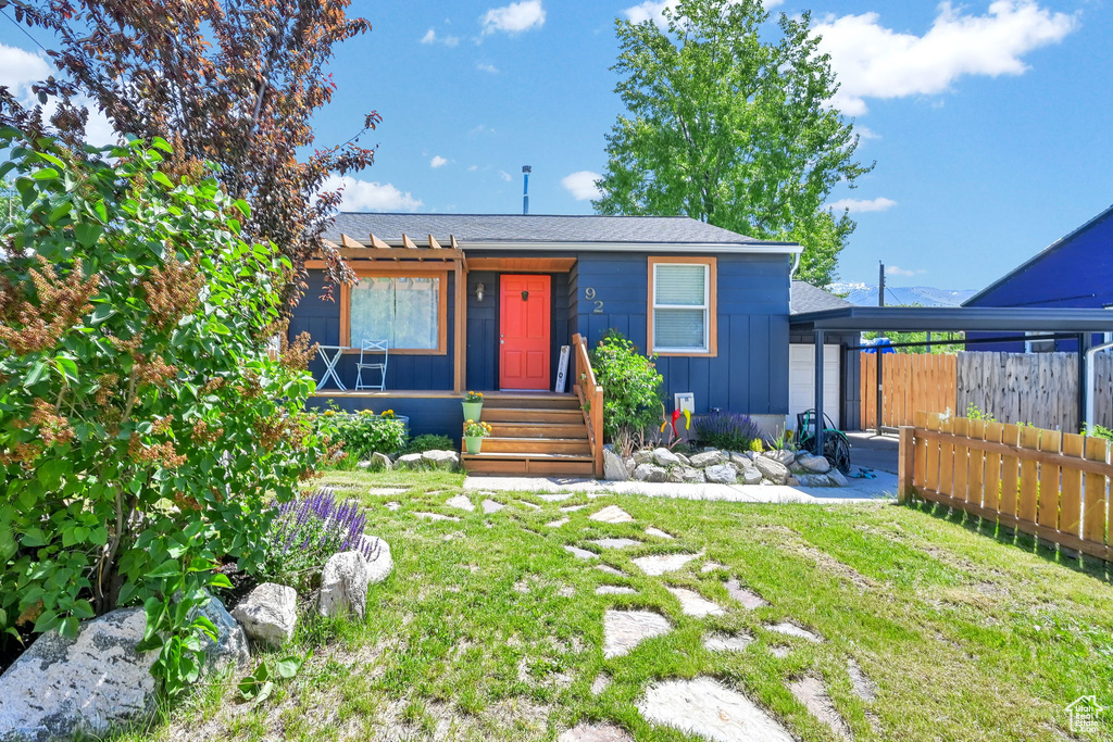 View of front of home featuring board and batten siding