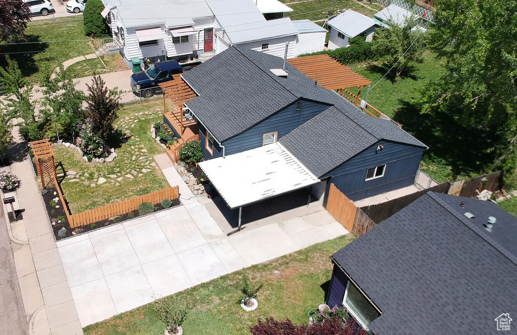 Aerial perspective of suburban area