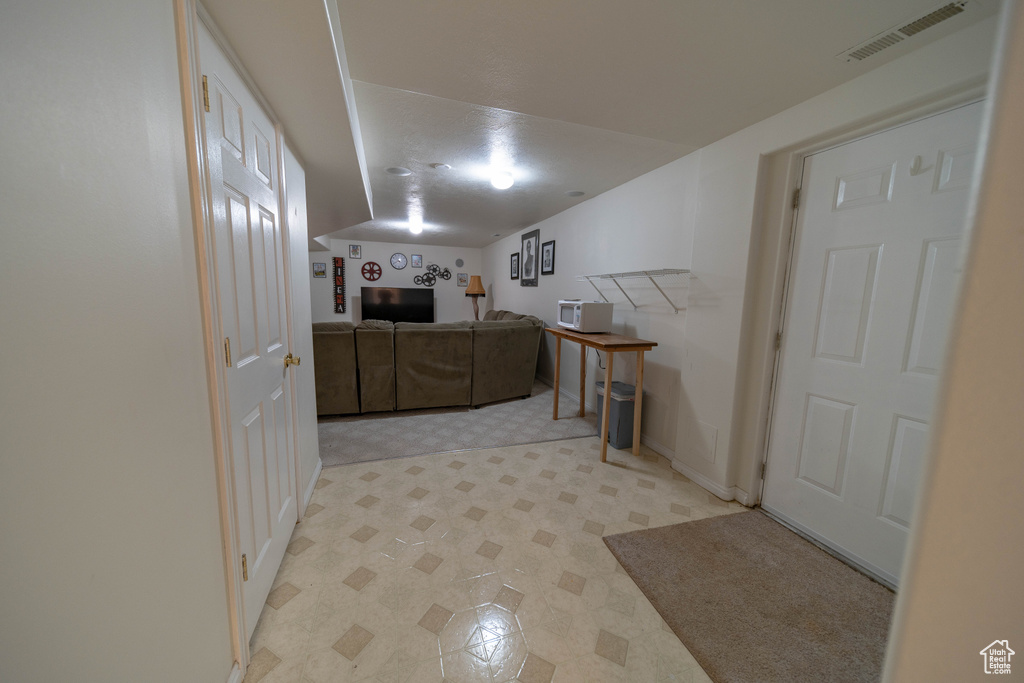 Washroom with light flooring
