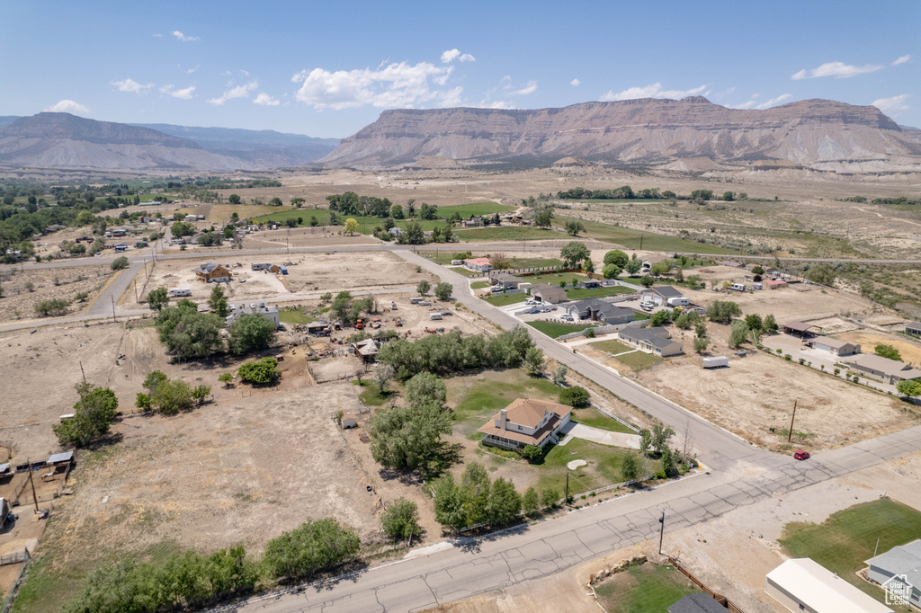 Aerial view of a mountainous background