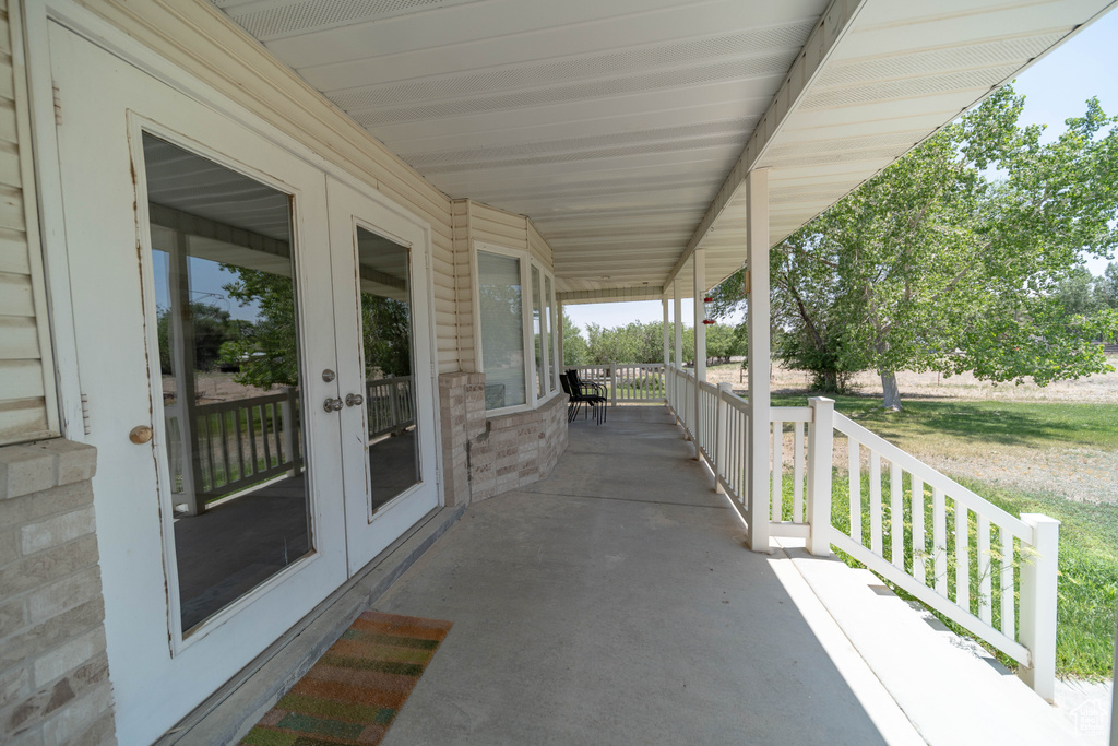 Covered porch with french doors