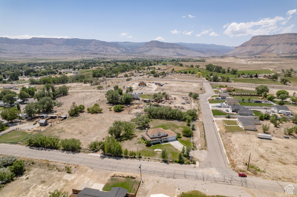 Aerial view of a mountain backdrop