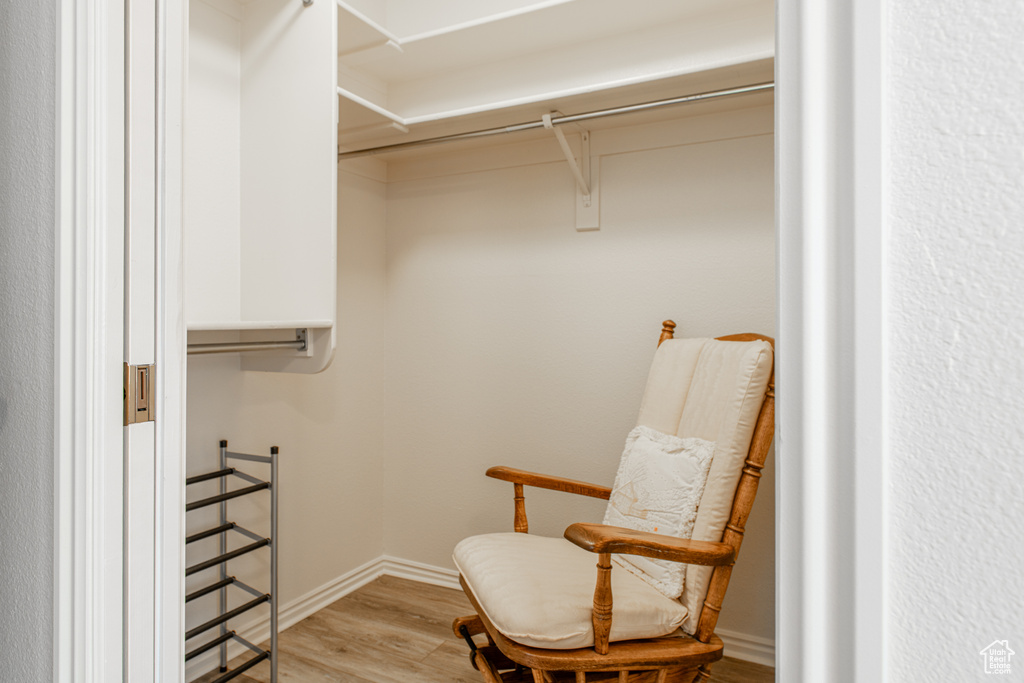 Spacious closet with light wood-type flooring