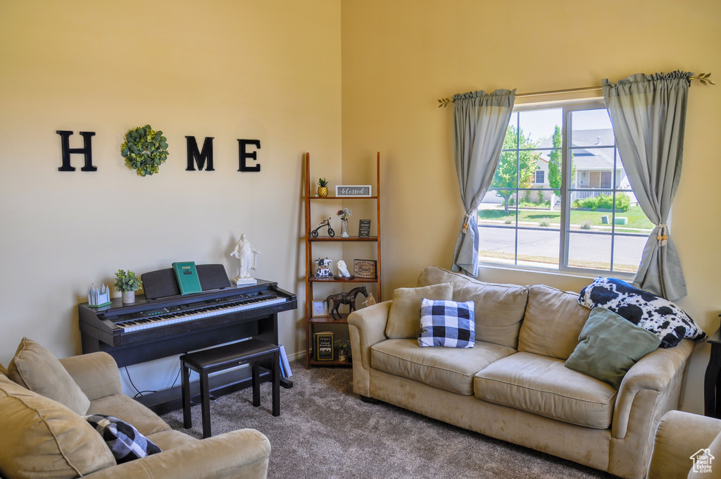 View of carpeted living area
