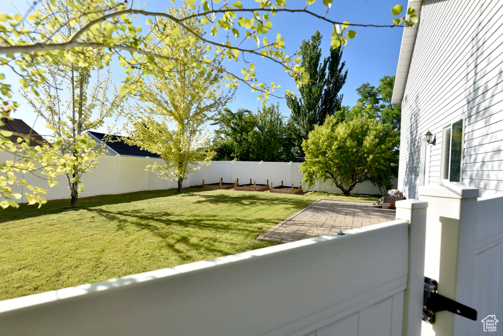 View of fenced backyard