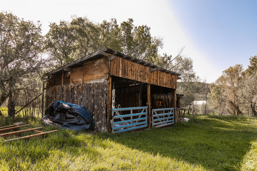 View of outdoor structure featuring an exterior structure