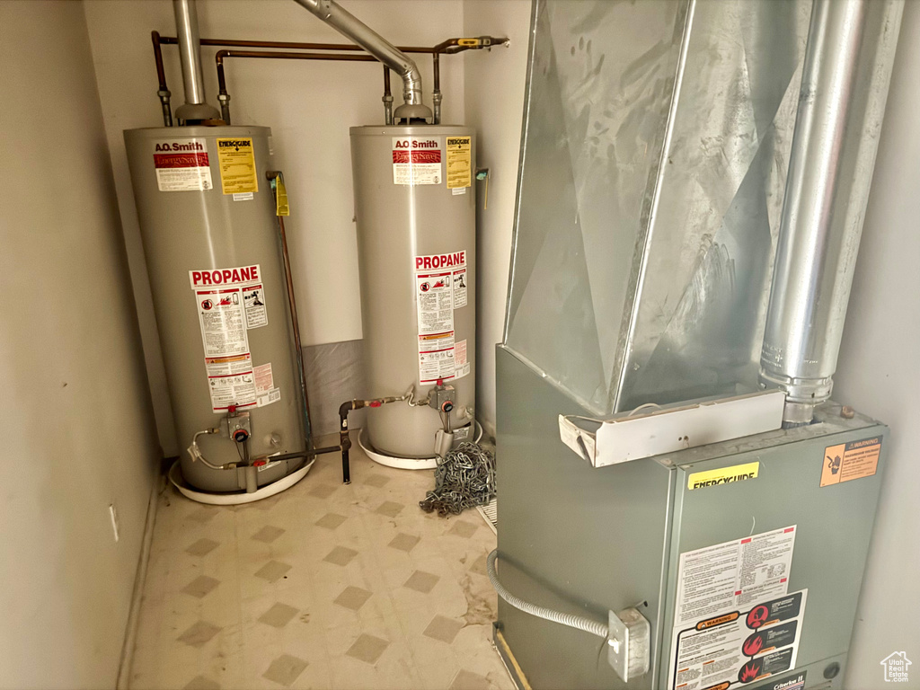 Utilities with water heater and heating unit