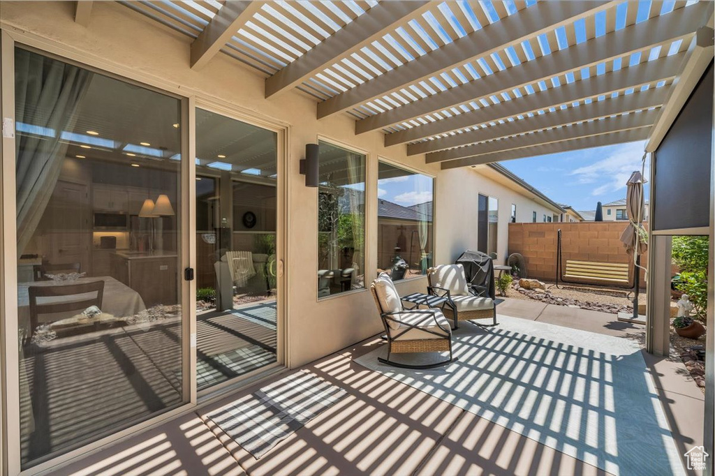 View of patio featuring a pergola