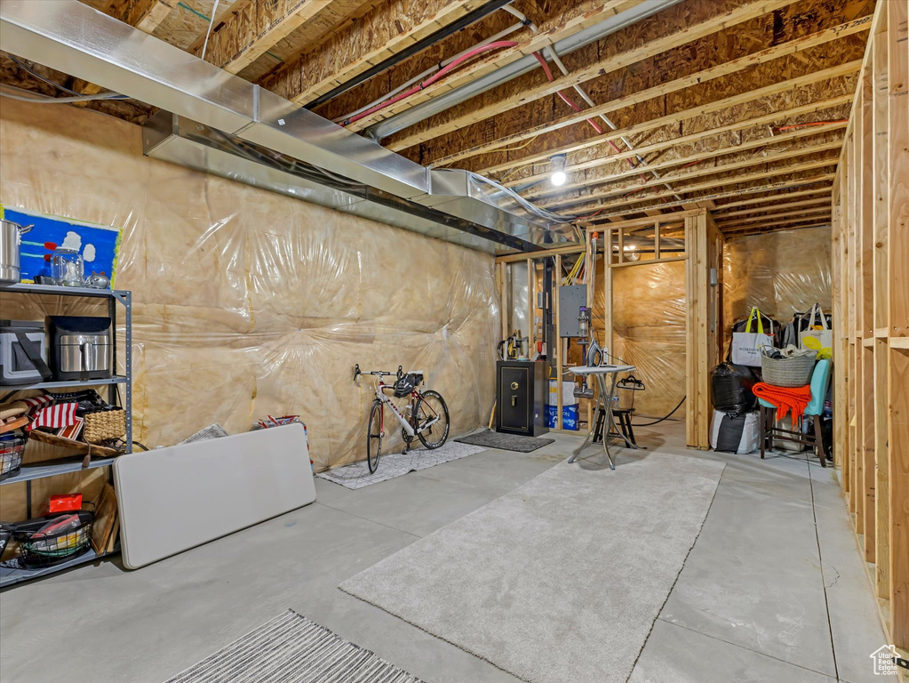 View of unfinished basement
