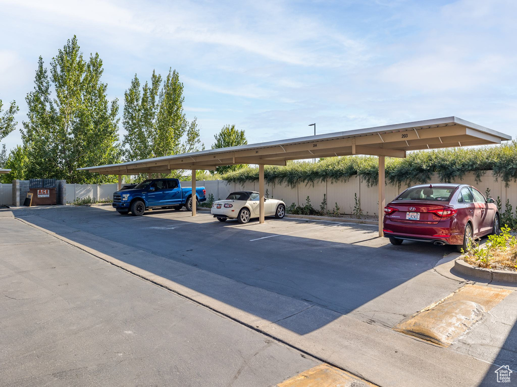 View of covered parking lot