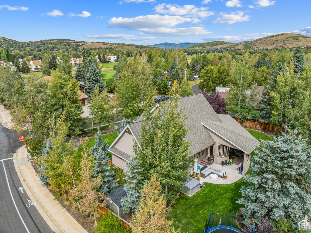 View from above of property featuring a mountain backdrop