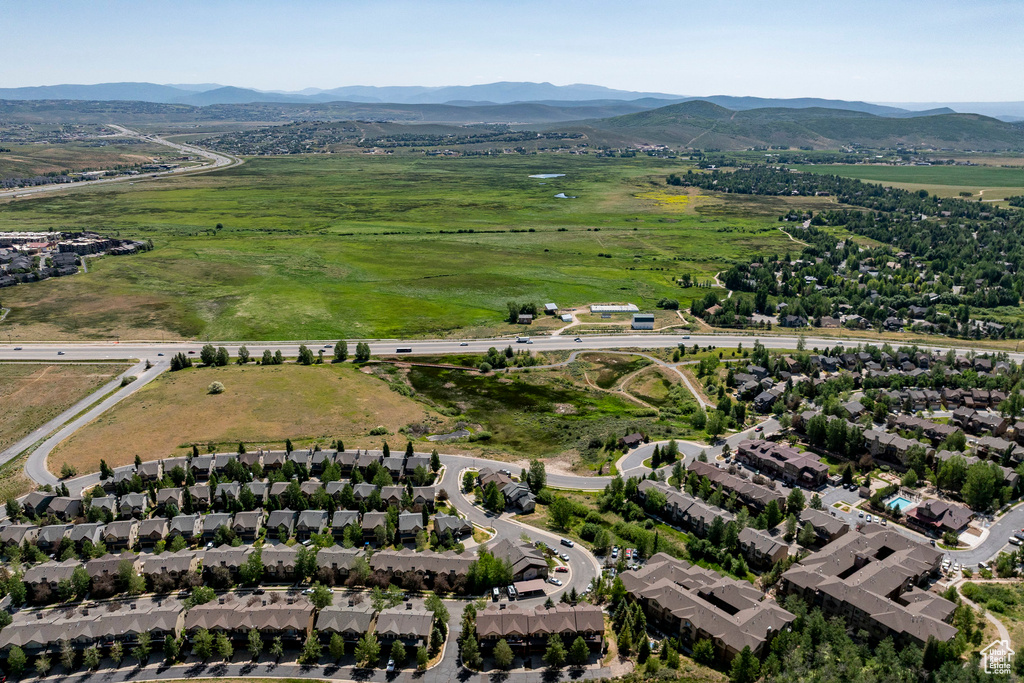 Bird's eye view of a mountain backdrop