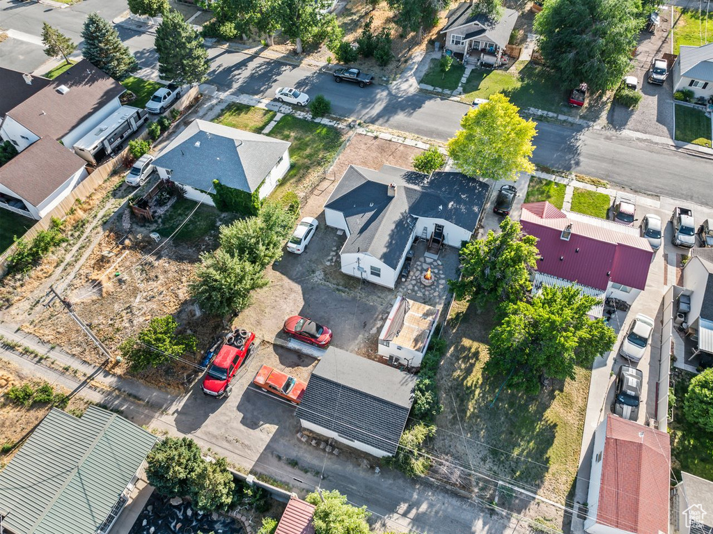 Aerial perspective of suburban area