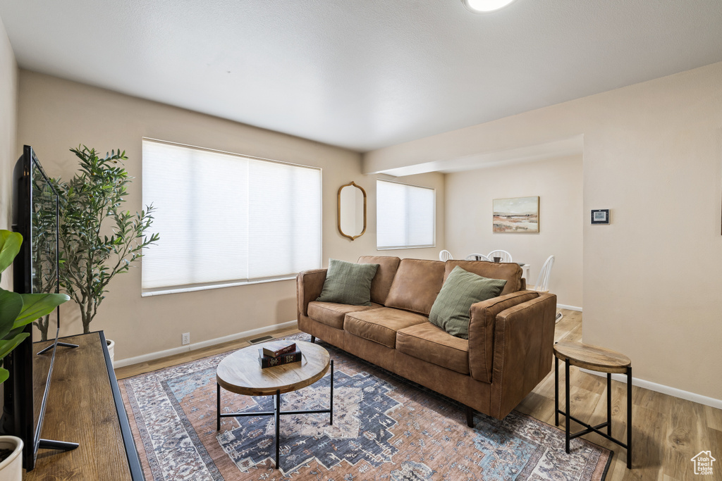 Living room featuring baseboards and wood finished floors