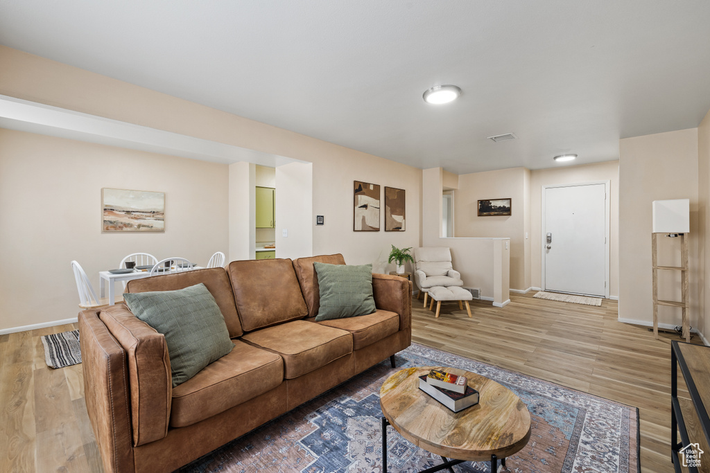 Living room featuring light wood-type flooring
