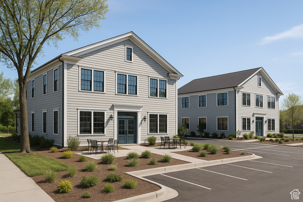 View of property featuring uncovered parking
