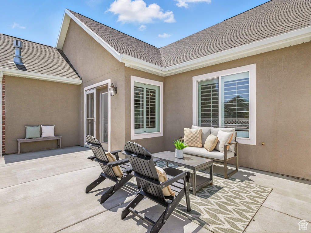 View of patio featuring an outdoor living space