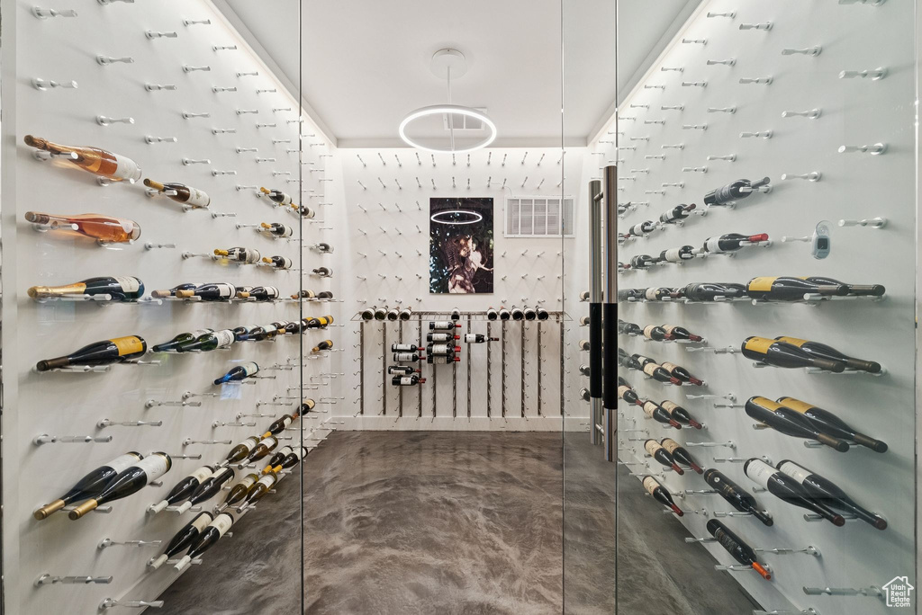 Wine cellar with finished concrete floors