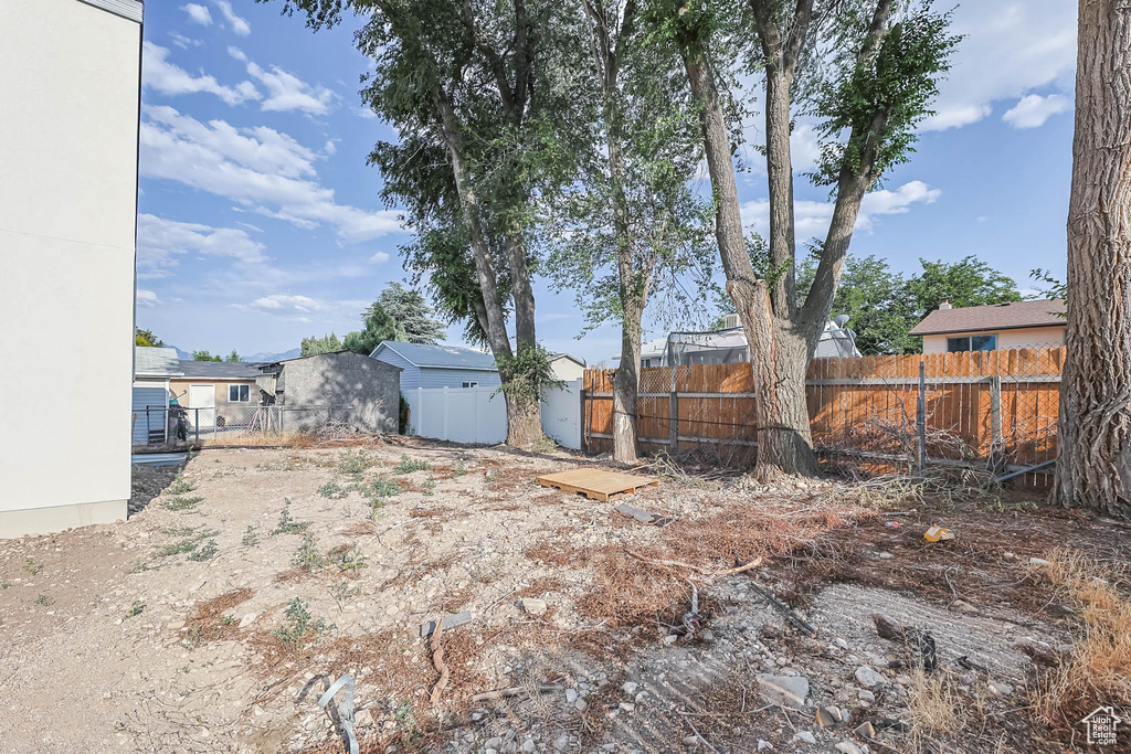 View of fenced backyard