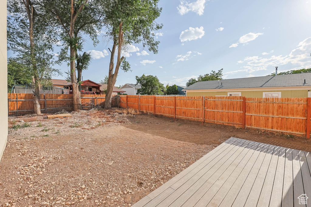 View of fenced backyard