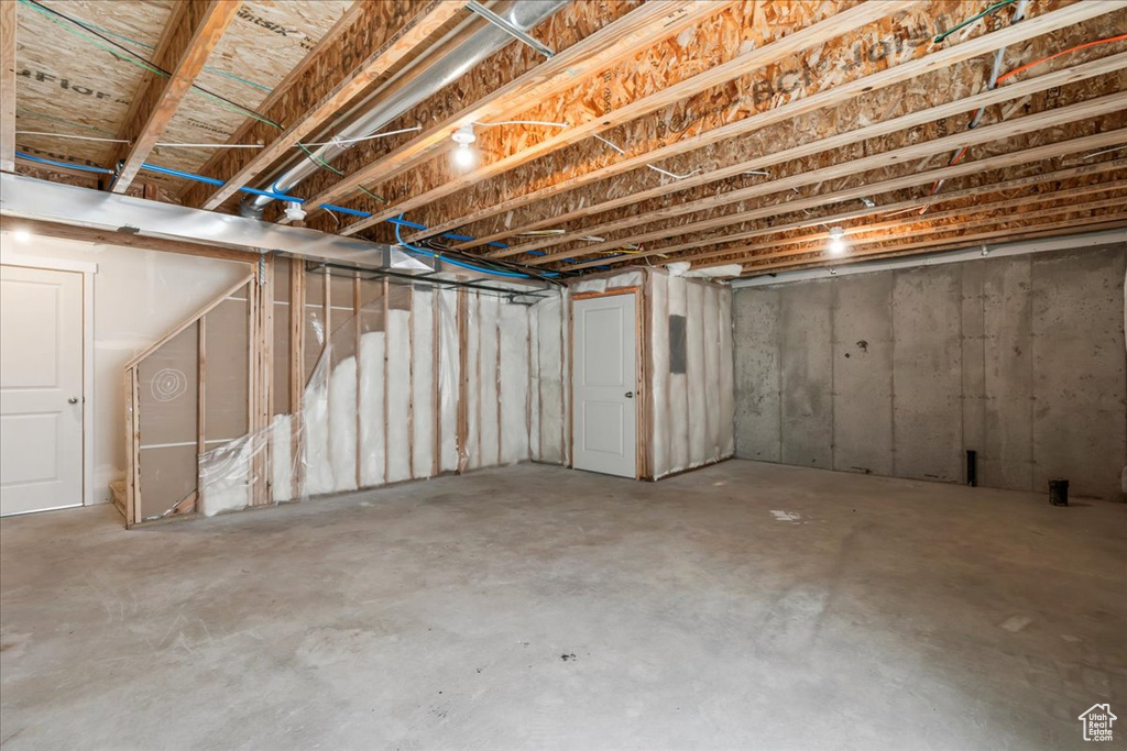 View of unfinished basement