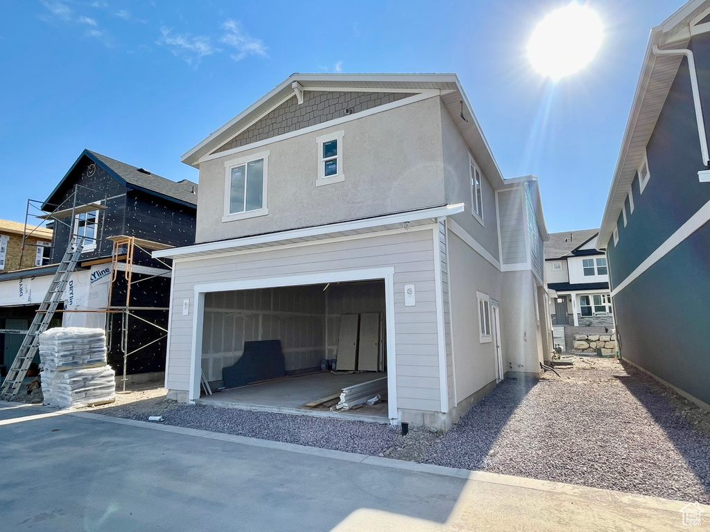 View of home's exterior with a garage