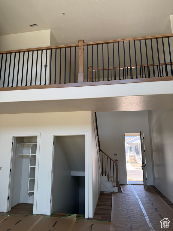 Stairs with a towering ceiling