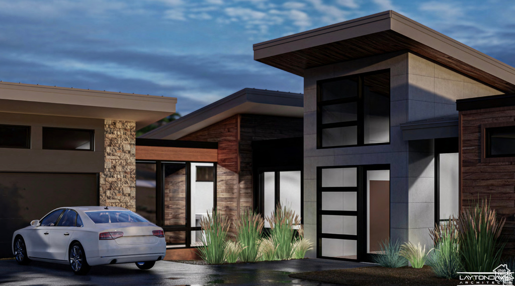Doorway to property featuring stone siding