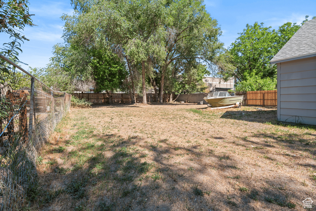 View of fenced backyard