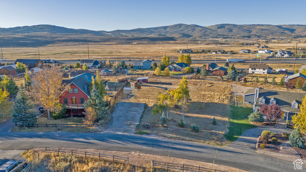 Aerial view of a mountain backdrop